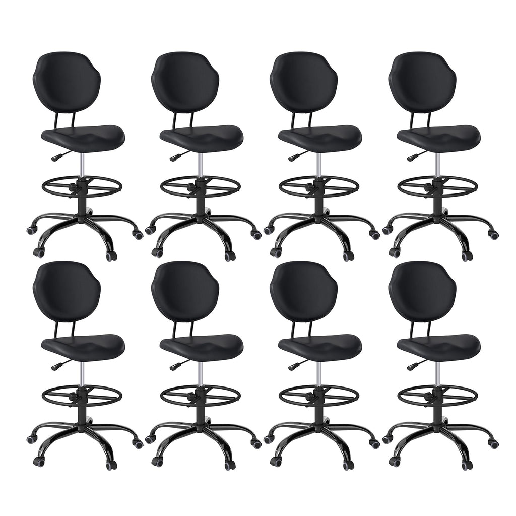 Drafting Chair with Back Support, Tall Desk Rolling Stool (black, Set of 8), 8PK