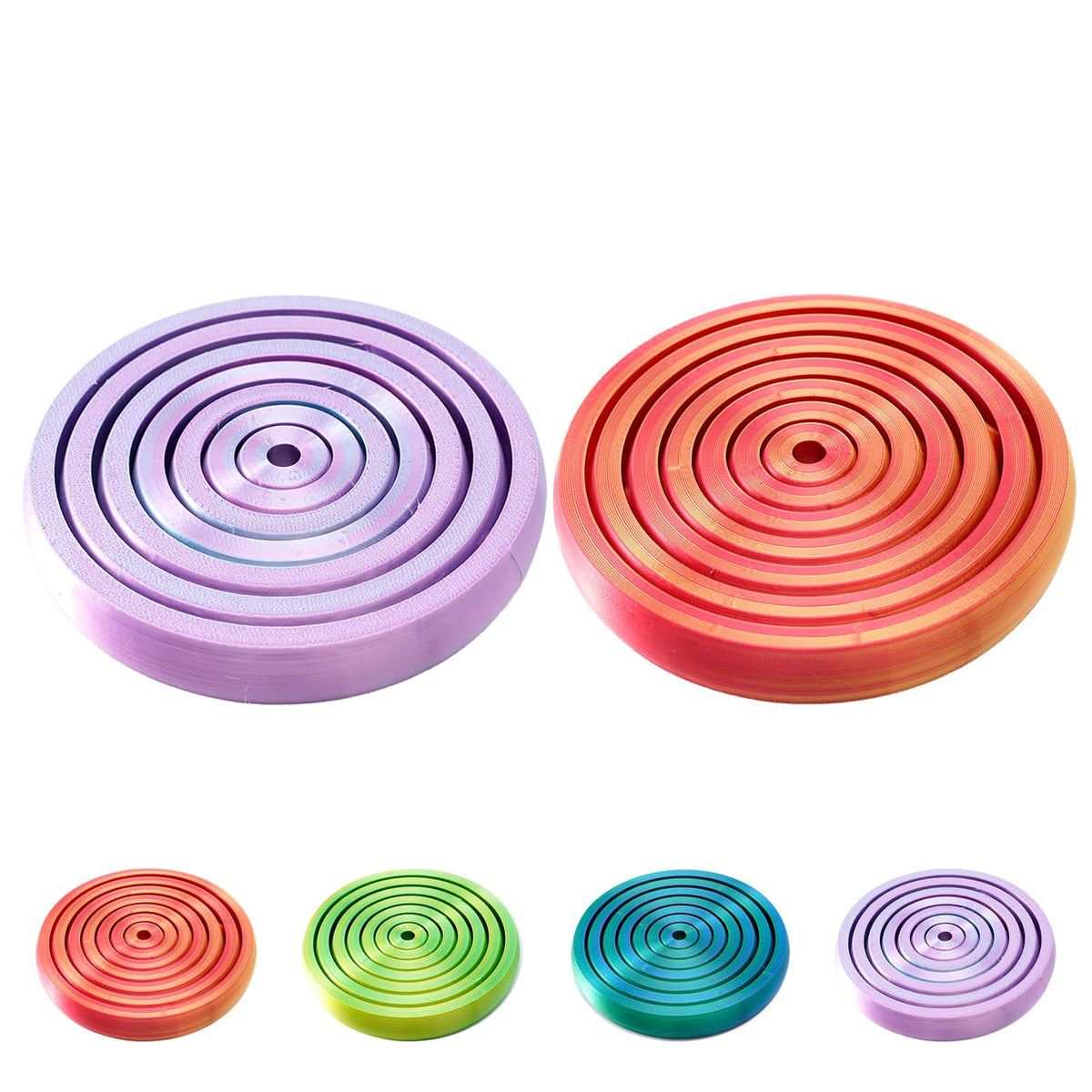 Rainbow Spinner Toy, Magic Rainbow Spinner, Fidget Spinner, Spinner Ring, Gyroscope Toy, Anxiety Spinner Ring, Spiral Fidget Toy, Gyroscope Fidget, 3D Printed Stuff, Fidget Toys Adults(2 pc d)