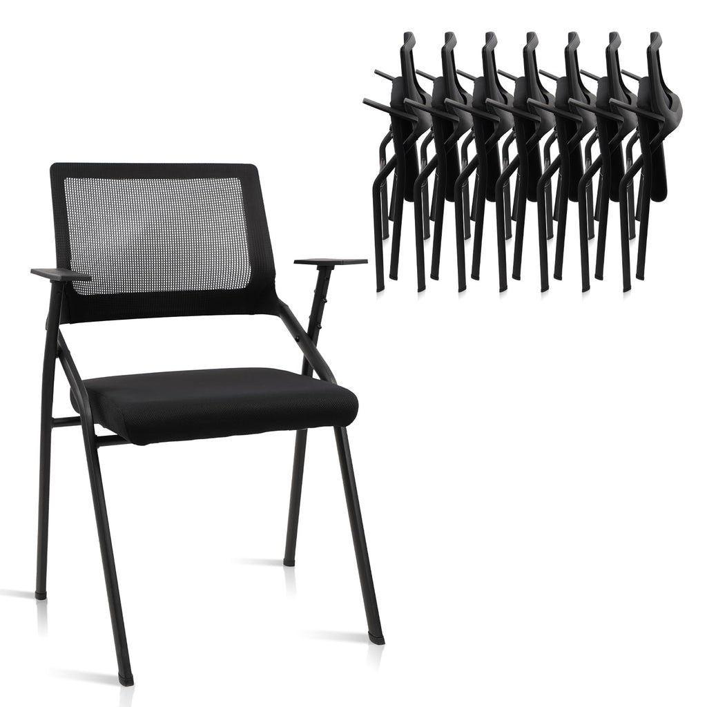 Clatina Stackable & Foldable Office Chairs with Ergonomic Lumbar Support and Thickened Seat Cushion, Folding Mesh Fabric Reception Guest Chair