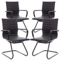 Dm Furniture Office Desk Chair No Wheels Set of 4 Pu Leather Computer Chairs Mid Back Guest Chairs for School Reception Conference Waiting