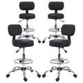 Klasika Drafting Stool Chair with Back, Adjustable Foot Rest Backrest Swivel Rolling Stool, Multi-purpose Office Desk Chair, Thickened Seat for