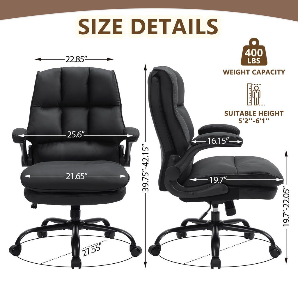 Comfy Office Chair Soft and Double Cushioned Ergonomic Computer Desk Chair, 27.55" x 27.55" x 42.15", Black