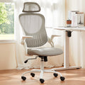 Sweetcrispy Home Office Managerial Executive Chair, High-back Mesh with Adjustable Headrest, Flip-up Armrest Comfortable Lumbar Support, Comfy