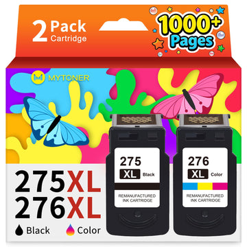 MYTONER PG-275XL CL-276XL Replacement for Canon 275 and 276 Ink Cartridge Canon Ink 275 and 276 Black Color Combo Pack for PIXMA TS3700 TS4720 TS3522 TS3722 TS3500 TR4722 TR4700 Printer(2 Pack)