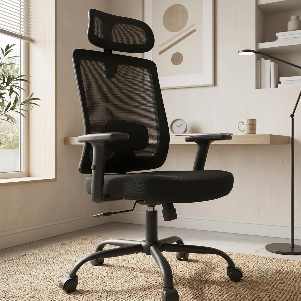 Ergonomic Office Chair, 330lbs Computer Chairs High Back with Adjustable Lumbar Support, Breathable Mesh Desk Chair Ergonomic with Thickened