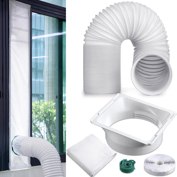 Outus Portable Air Conditioner Window Vent Kit Include 10'' x 40'' -64'' Adjustable Length Waterproof Vent Seal Cloth and 5.9'' Diameter 59'' Long Portable Air Conditioner Hose and Square Tube Adapter