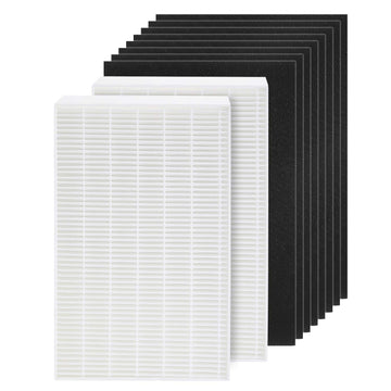 HPA100 Filter Replacement HRF-ARVP100 for Honeywell HEPA HPA100 Series Air Purifier, HPA094, HPA104, HPA105 HPA3100, HPA5100 Series, 2 HEPA R and 8 Precut Carbon Pre-Filters A
