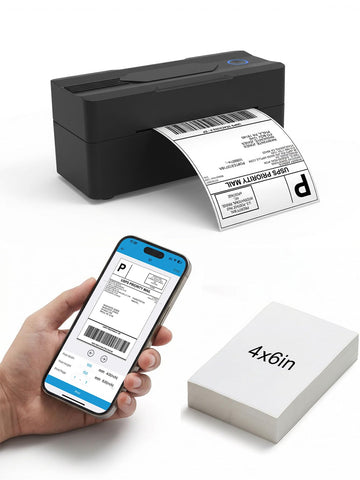 Forc Bluetooth Thermal Shipping Label Printer, 4x6 Wireless Thermal Label Printer for Small Business, Compatible with Android, iPhone, Windows & Mac, Widely Used for Amazon, Etsy, USPS,Black