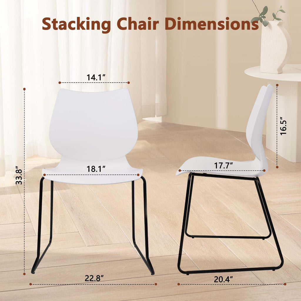 Klasika Stackable Waiting Room Chair, Stacking Office Chair with Ergonomic Lumbar Support and Metal Legs, Plastic Desk Chairs for Conference