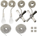 Iceyyyy 2 Set Silver Ceiling Fan Pull Chain Set Including Extra 35.4 Inches Copper Beaded Ball Fan Pull Chain Extension and Ceiling Fan Chain Connector