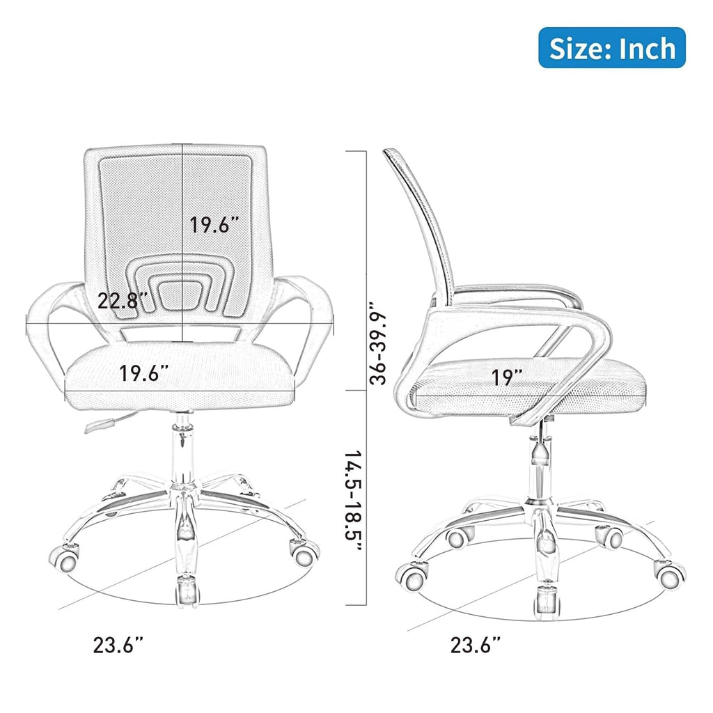 Bonzy Home Ergonomic Office Chairs Set of 4, Swivel Rolling Conference Room Chair, Mesh Computer Desk Chairs with Lumbar Support and Wheel, 4