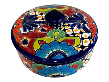 Talavera Tortilla Warmer – 9.5 x 4 Inch Handmade Mexican Pottery with Lid – Decorative Food Warmer & Serving Dish