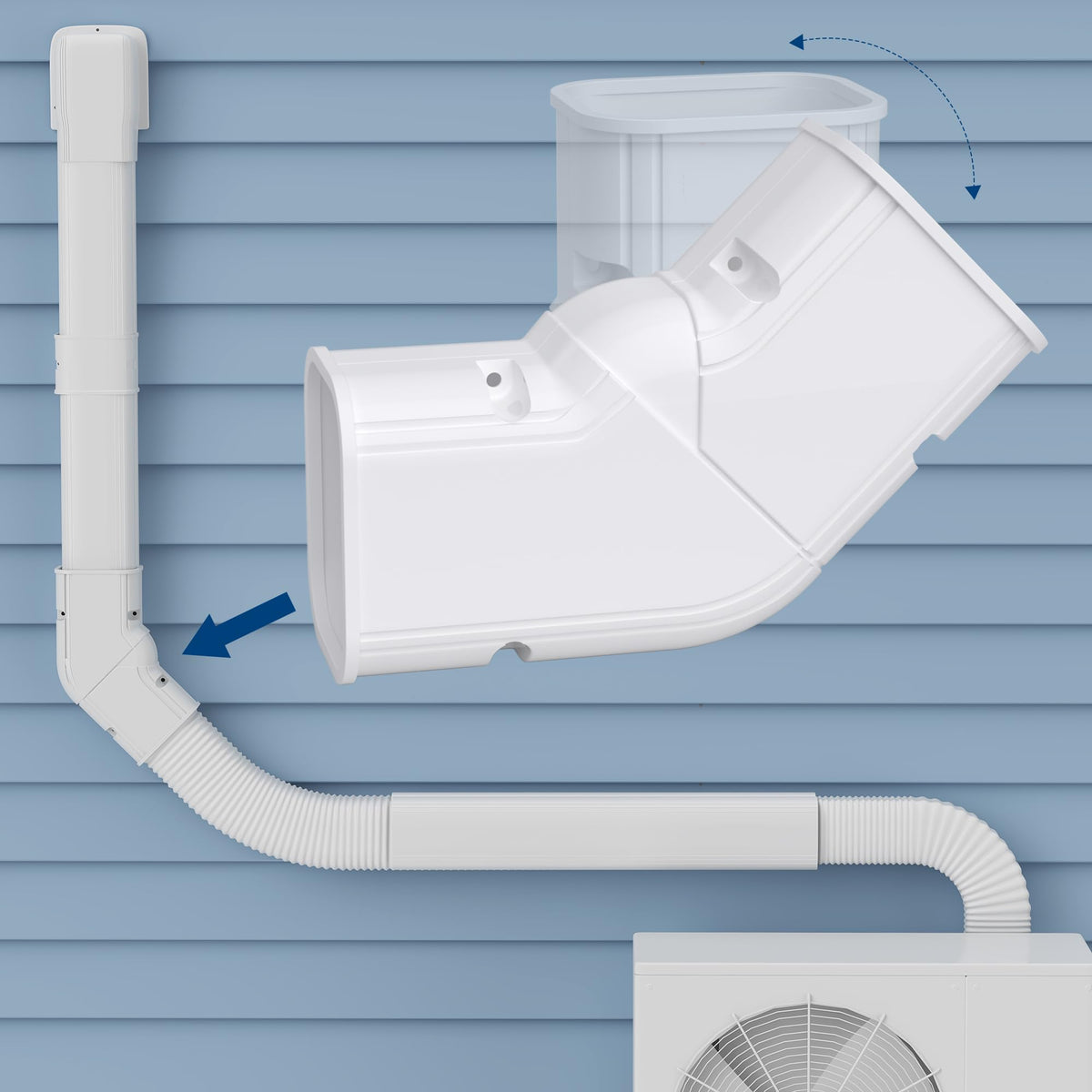 4" Flexible Level Bend Cover, 90°-135° Flat Elbow, Upgrade PP Heat-resistant, Paintable Decorative Line Set Cover Kit Parts Accessories for Mini Split Air Conditioners, AC, HAVC and Heat Pumps
