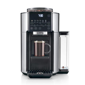 De'Longhi True Brew Drip Coffee Maker, Built in Grinder, Single Serve, 8 oz to 24 oz, Hot or Iced Coffee, Stainless, CAM51025MB (Renewed)