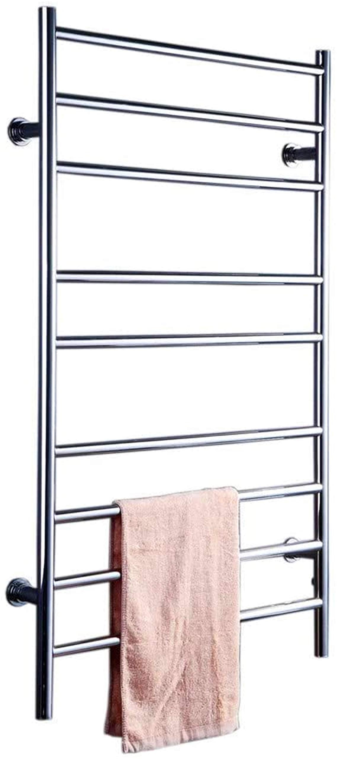 Bathroom Wall Heater Towel Warmer,Towel Warmer Electric Heated Drying Racks Wall Mounted Plug-in/Hard Wiring Straight for Bathroom Stainless Steel 9 Bars Polished 39.4 Inch x 23.6 Inch,B