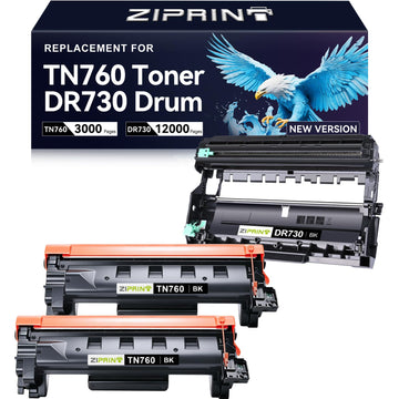 TN760 Toner and DR730 Drum Compatible with Brother MFC-L2710DW MFC-L2750DW | 2 Toners & 1 Drum Set, 3000 / 12000 Pages Each, Easy Install, Fits MFC-L2717DW, Crisp Prints for Home & Office Mass Printing
