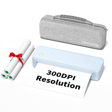 Gloryang 300DPI Portable Printer Wireless for Travel, Inkless Small Bluetooth Printers for Home Use, Compatible with Mobile Phone & Laptop, Support 8.5 x 11 Inch & A4 Thermal Printer Paper, Blue