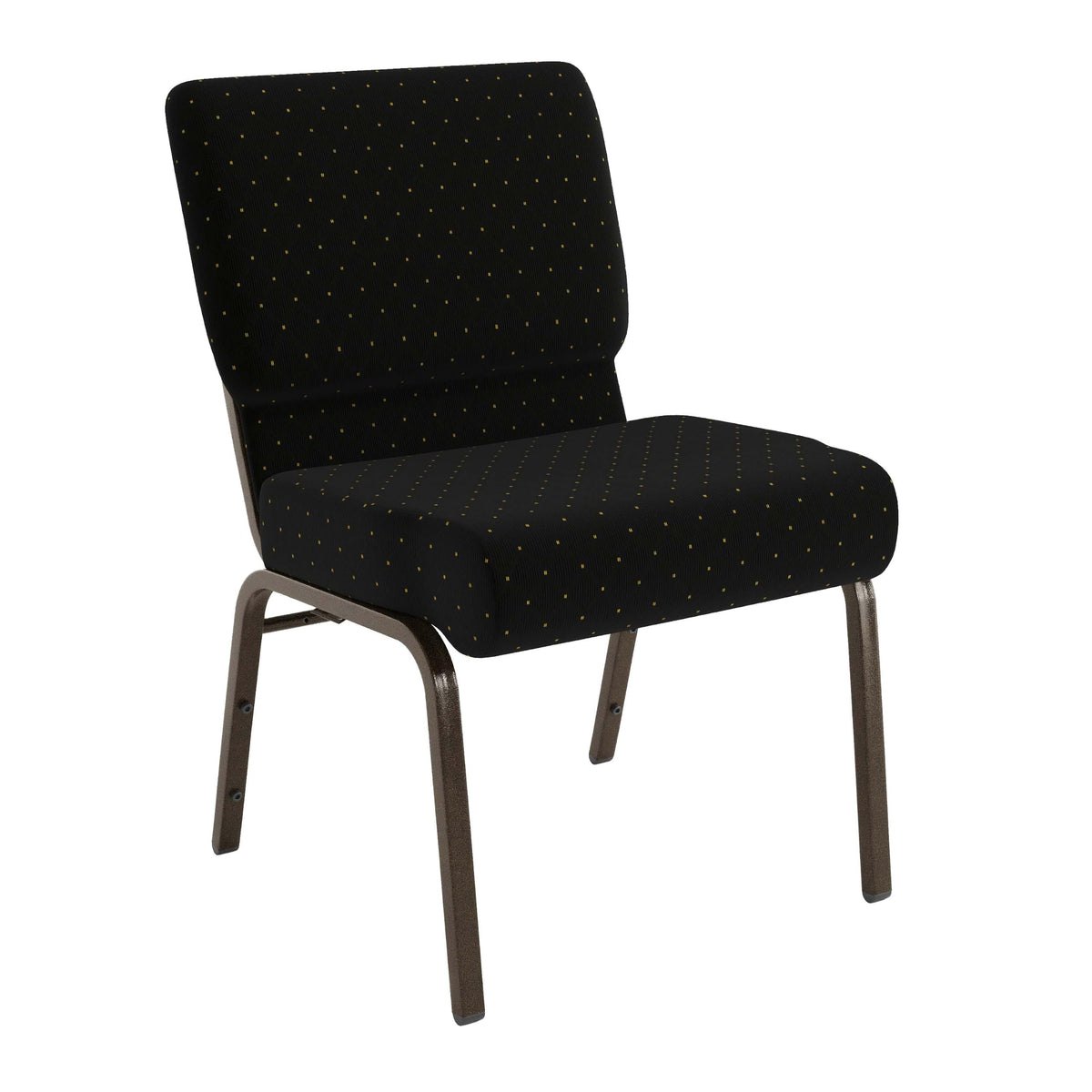 Flash Furniture 4 Pack Hercules Series 21''w Stacking Church Chair in Black Dot Patterned Fabric - Gold Vein Frame, Set of 4, Black Dot