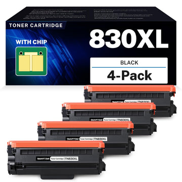 Compatible TN830XL Toner Cartridge Replacement for Brother TN830XL TN830 XL TN-830XL Work with HL-L2405W HL-L2460DW HL-L2420DW HL-L2480DW DCP-L2640DW MFC-L2820DW MFC-L2900DW Printer (4 Pack)