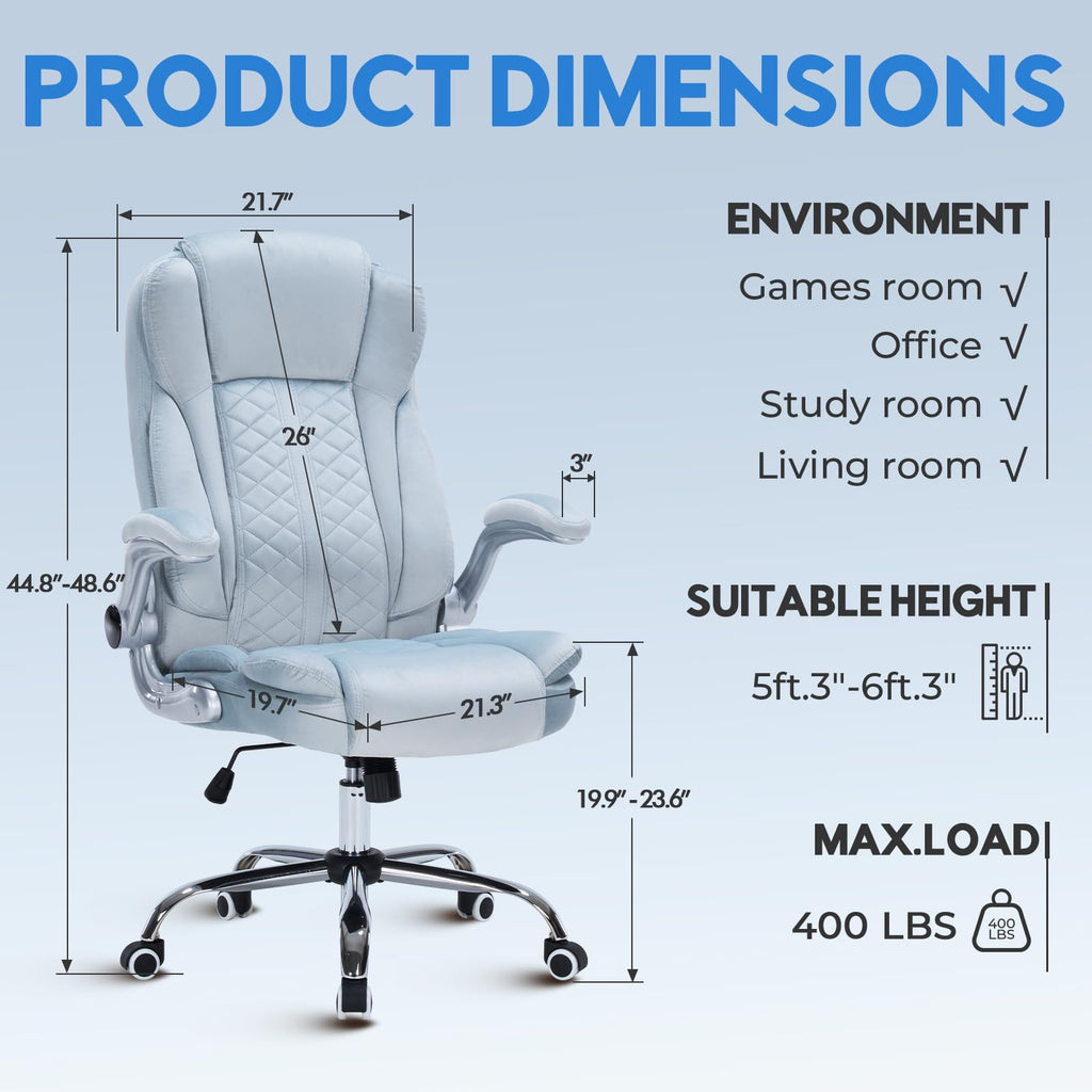 400lbs Executive Office Chair with Flip-up Armrests, Big and Tall Computer Chair for Heavy People, Heavy Duty Ergonomic Comfy Chair, Breathable