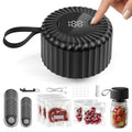Upgraded Mason Jar Vacuum Sealer Kit, One-Touch Vacuum Sealer for Wide & Regular Mouth Mason Jars and Vacuum Bags, Includes 30 Reusable Lids and 5 Vacuum Storage Bags, Black