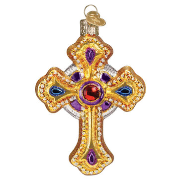 Old World Christmas Ornate Cross Glass Blown Ornament for Christmas Tree