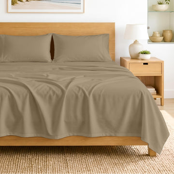 SGI bedding 100% Egyptian Cotton Sheets Full XL Size – 600 Thread Count Sheets Set, Soft, Cooling, 15" Deep Pocket, Luxury Hotel Bedding, Breathable, Durable - Taupe