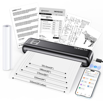 Rongta Portable Thermal Printer, Inkless Wireless Printers Compatible with Android iOS Phone, Mac Windows Laptop for Office, Home, Travel