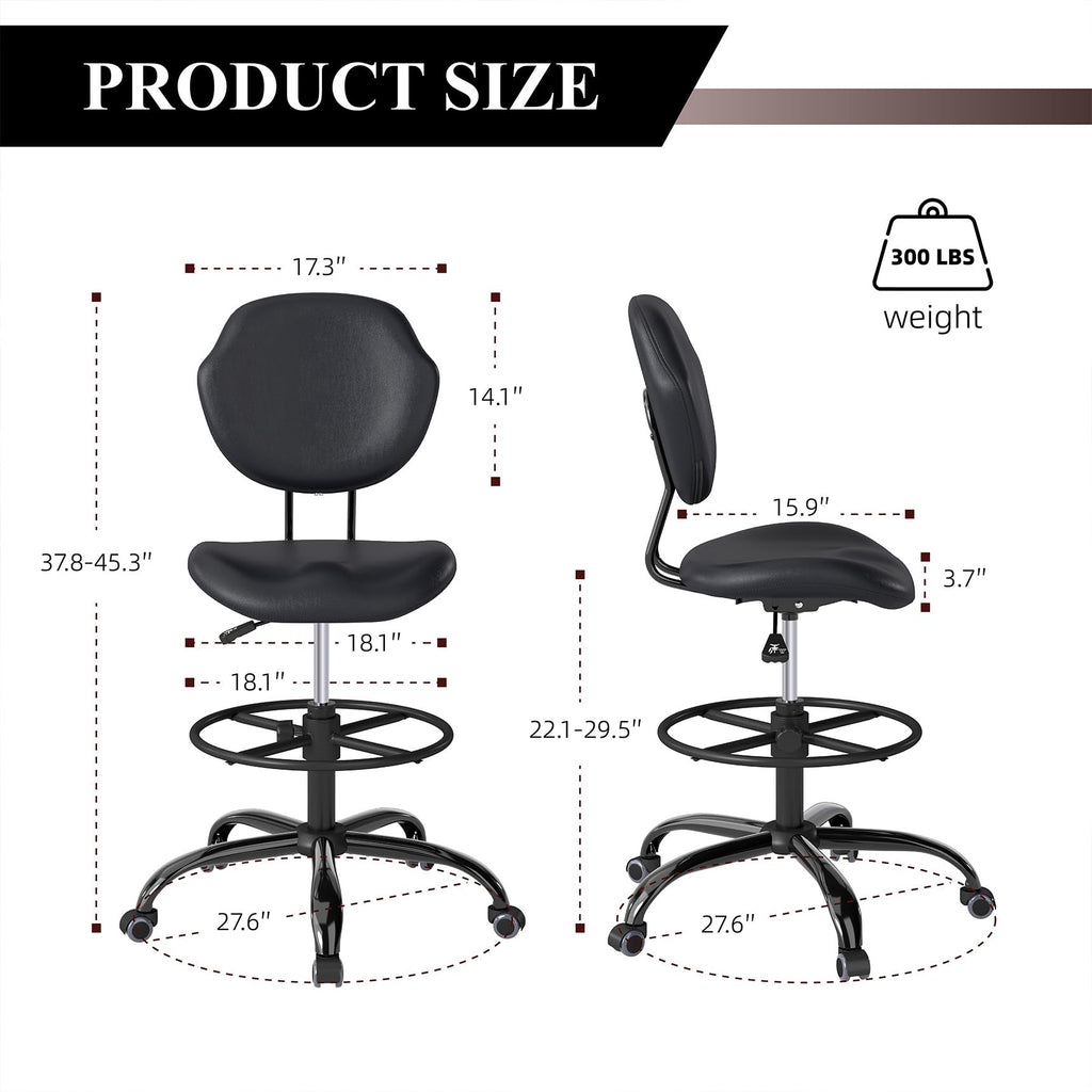 Drafting Chair with Back Support, Tall Desk Rolling Stool (black, Set of 6), 6PK