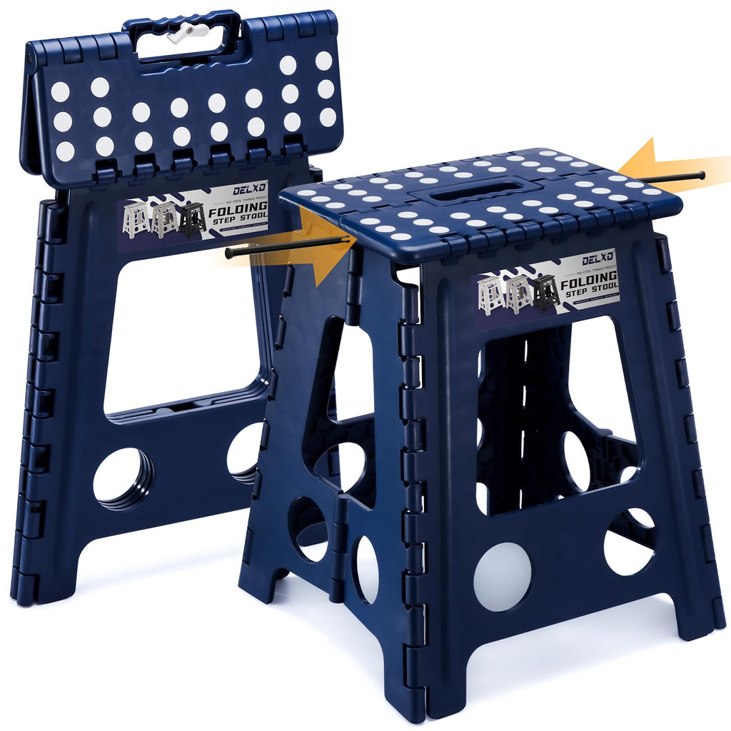 Delxo 14” Folding Step Stool in Royal Blue,foldable Stool for Kids and Adults,portable Collapsible Plastic Step Stool,non Slip Folding Stools