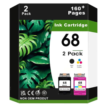 2 Pack 68 Black and Tri-Color Ink Cartridge Set 7FP21TN 7FP20TN Compatible for 6152e 6155e 6552e 6555e 6558e Printer (1 Black, 1 Tri-Color)