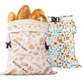 Bread Bag for Homemade Bread - 2 Packs XL Reusable Organic Beeswax Natural Cotton Sourdough Bag, Homesteading Essentials Sourdough Bags with Sealing Zip to Keep Fresh(13×17 Inches)