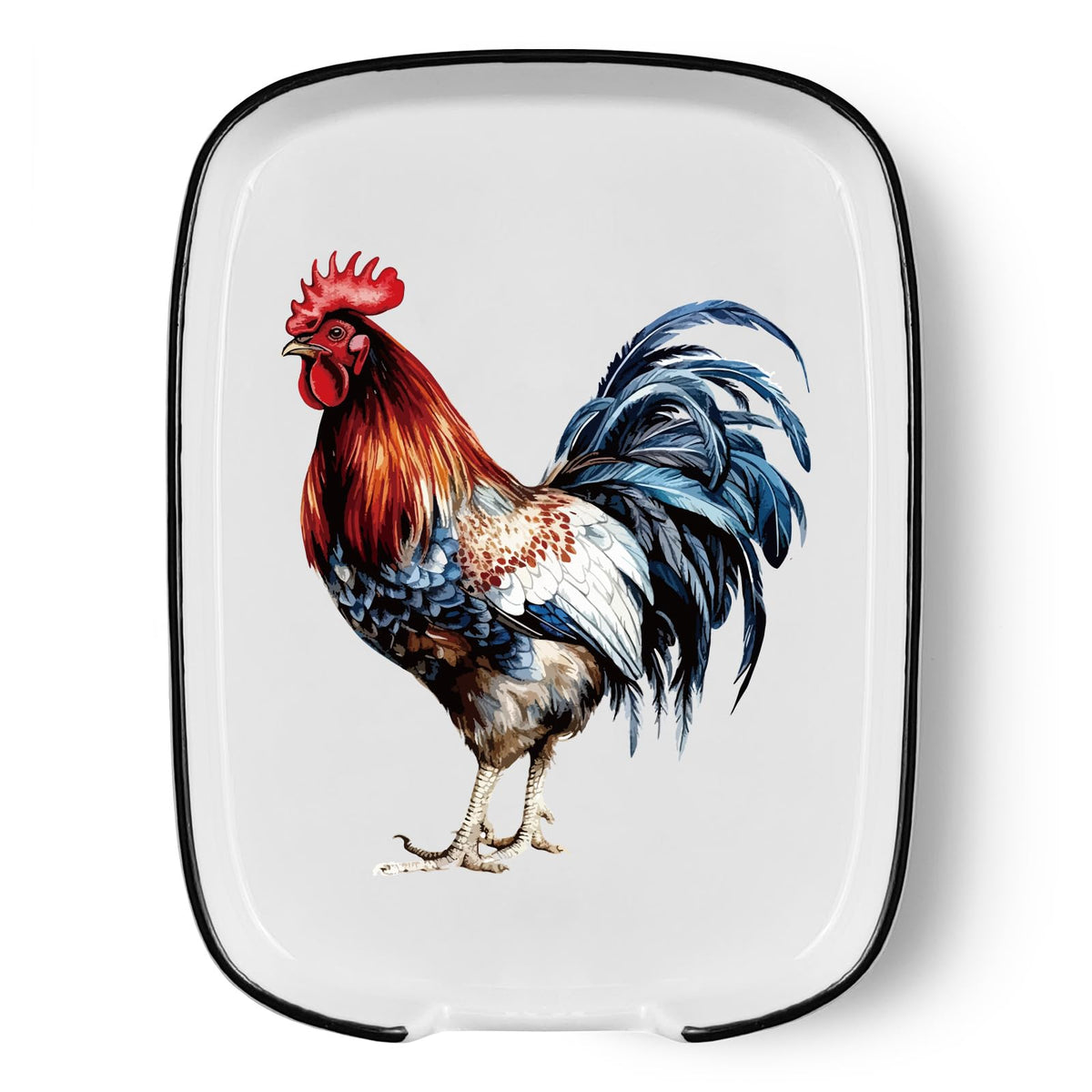Funny Cute Rooster Ceramic Spoon Rest - Large Heat Resistant Kitchen Utensil Holder for Stove & Countertop - Farmhouse Decor, Chicken Themed Cooking Accessory - Perfect Housewarming Gift