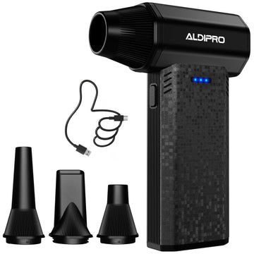 110000 RPM Brushless Compressed Air Duster for Deep PC Keyboard Cleaning | Air Duster with 4 Custom Nozzles for All Electronics, Car Interiors & Any Narrow Crevice, Reusable Canned Air Spray