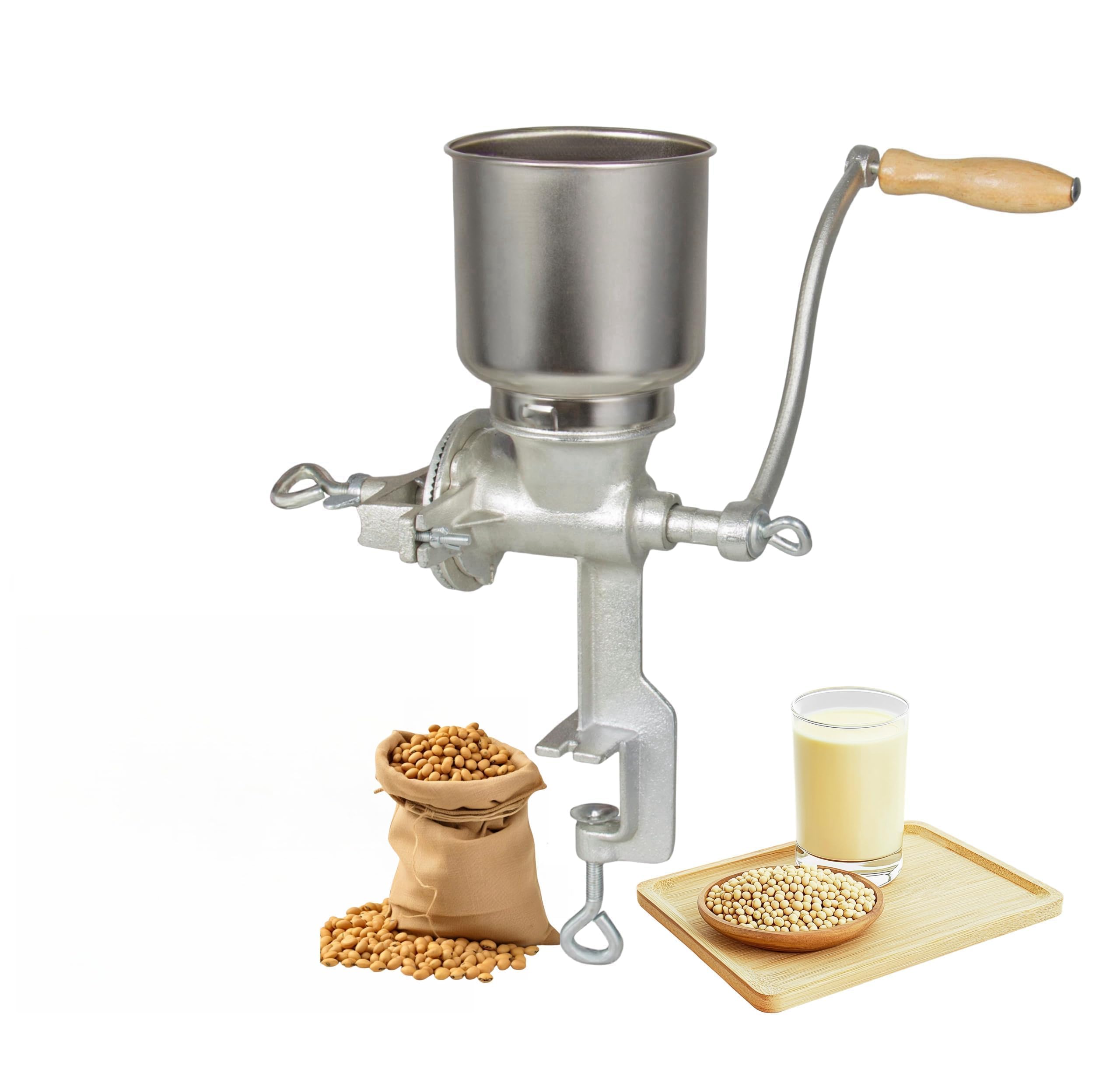 Heavy Duty Cast Iron Grain Mill - 7.5lb Hand Crank Manual Grinder with Table Clamp for Corn, Wheat, Oats & Home Brewing