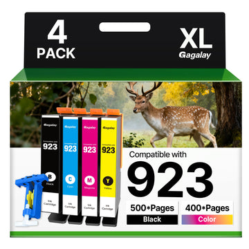 8130e 923 Ink Cartridges Combo Pack Replacement for HP 923 Ink Cartridges Work for OfficeJet 8120 8122e 8123 OfficeJet Pro 8130e 8120e 8135e 8139e 8120e 8125e Printer Without Chip (4 Pack B/C/M/Y)