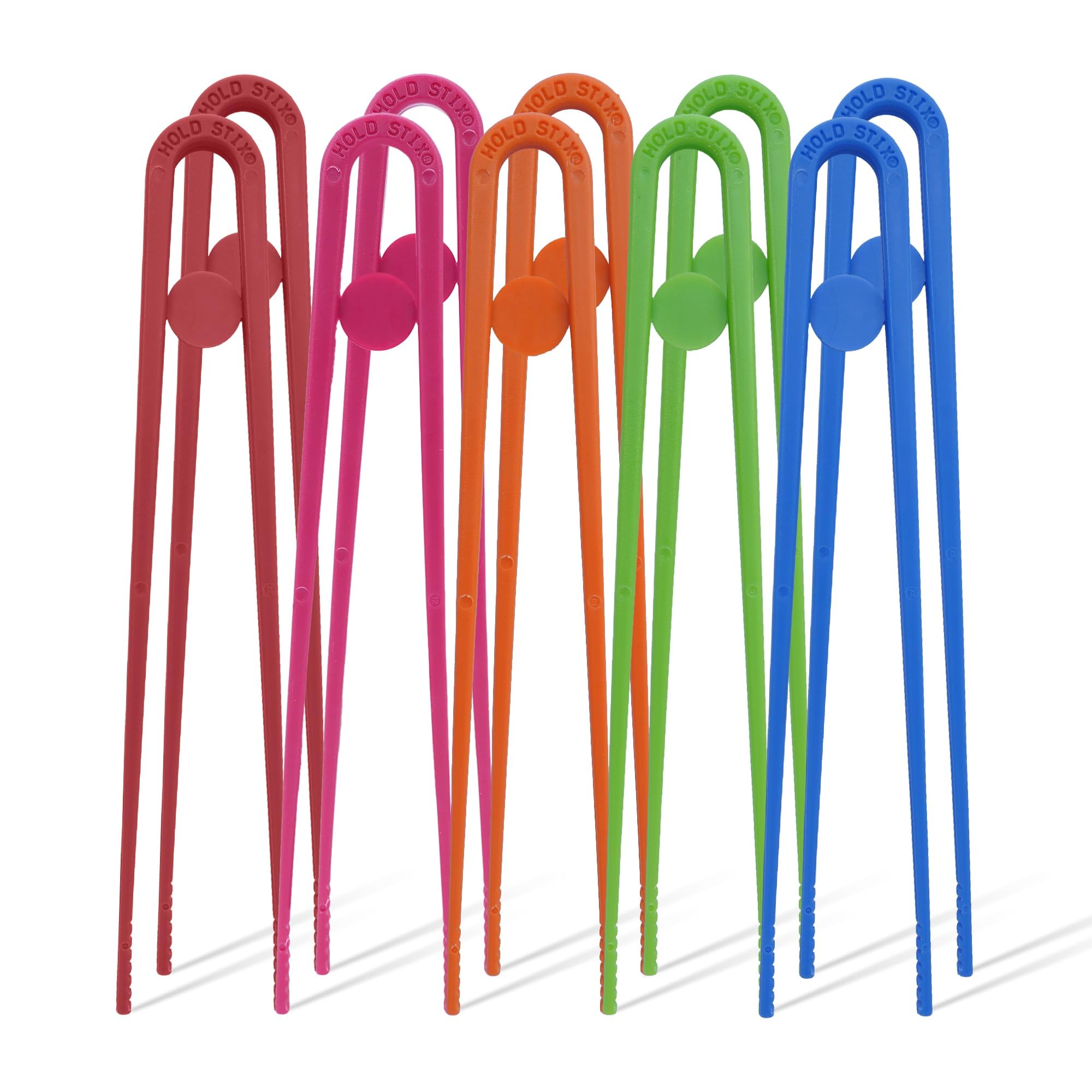 Holdstix Training Chopsticks - Fun & Easy-to-Use Chopstick Helper for Beginners-10-Pieces Reusable, Dishwasher Safe - Beginner Chopsticks for Learning, Snacks, Sushi & Everyday Meals