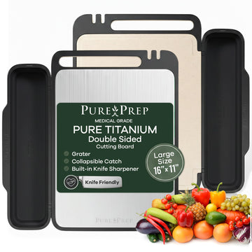 Titanium Cutting Board with Double-Sided Wheat Straw PP Kitchen Use - 16x11
