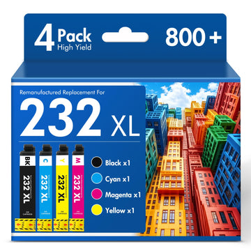 Remanufactured Replacement for XP-4200 232XL Ink Cartridges Combo Pack Compatible for 232 Ink for Epson Printer XP 4200 4205 XP4200 XP4205 XP-4205 Workforce WF-2950 WF-2930 WF 2950 2930 (4 Pack-KCMY)