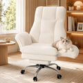 Homzolva Big and Tall Office Chair with Footrest & Flip Armrests, White