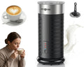 Stainless Steel Milk Frother, Waterproof & Fully Dishwasher Safe, 4 Modes for Hot/Cold Foam, Latte, Cappuccino, One-Touch Operation, Ergonomic Grip, Compact Coffee Maker