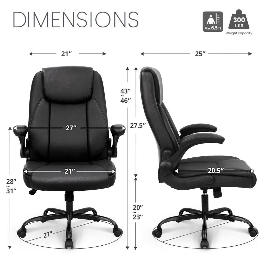 Neo Chair Ergonomic Office Chair Executive Computer Desk Chair Gaming High Back Support Comfy Seat Flip-up Arms Adjustable Height Swivel