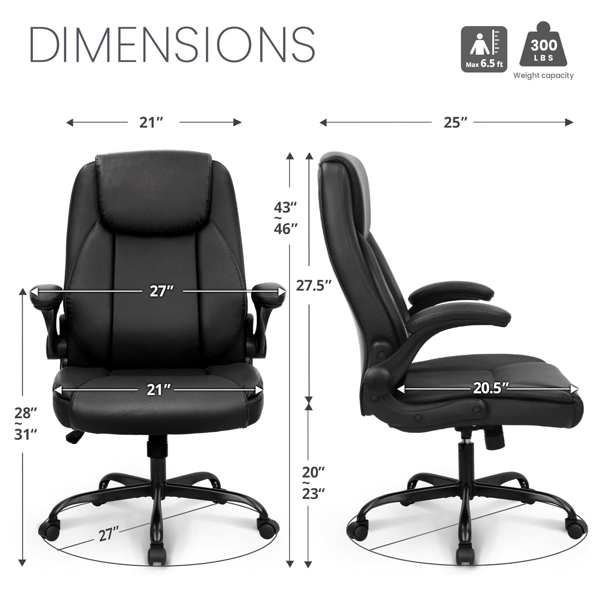 Neo Chair Ergonomic Office Chair Executive Computer Desk Chair Gaming High Back Support Comfy Seat Flip-up Arms Adjustable Height Swivel