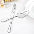 Personalized Wedding Cake Knife & Server Set, Custom Engraved Names/Date Stainless Steel Cutting Set | Bridal Anniversary Birthday Gift for Couple (Silver Cake Knife)