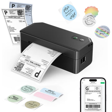 SVANTTO Bluetooth Thermal Label Printer, 4x6 Shipping Printer | 180mm/s printing, iOS & Android Support, Windows & Mac Compatible, Small Business with Amazon Shopify USPS UPS Etsy, Black