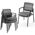 Dumos Stacking Arm Chairs 4 Pack, Mesh Office Guest Reception Chairs, Grey