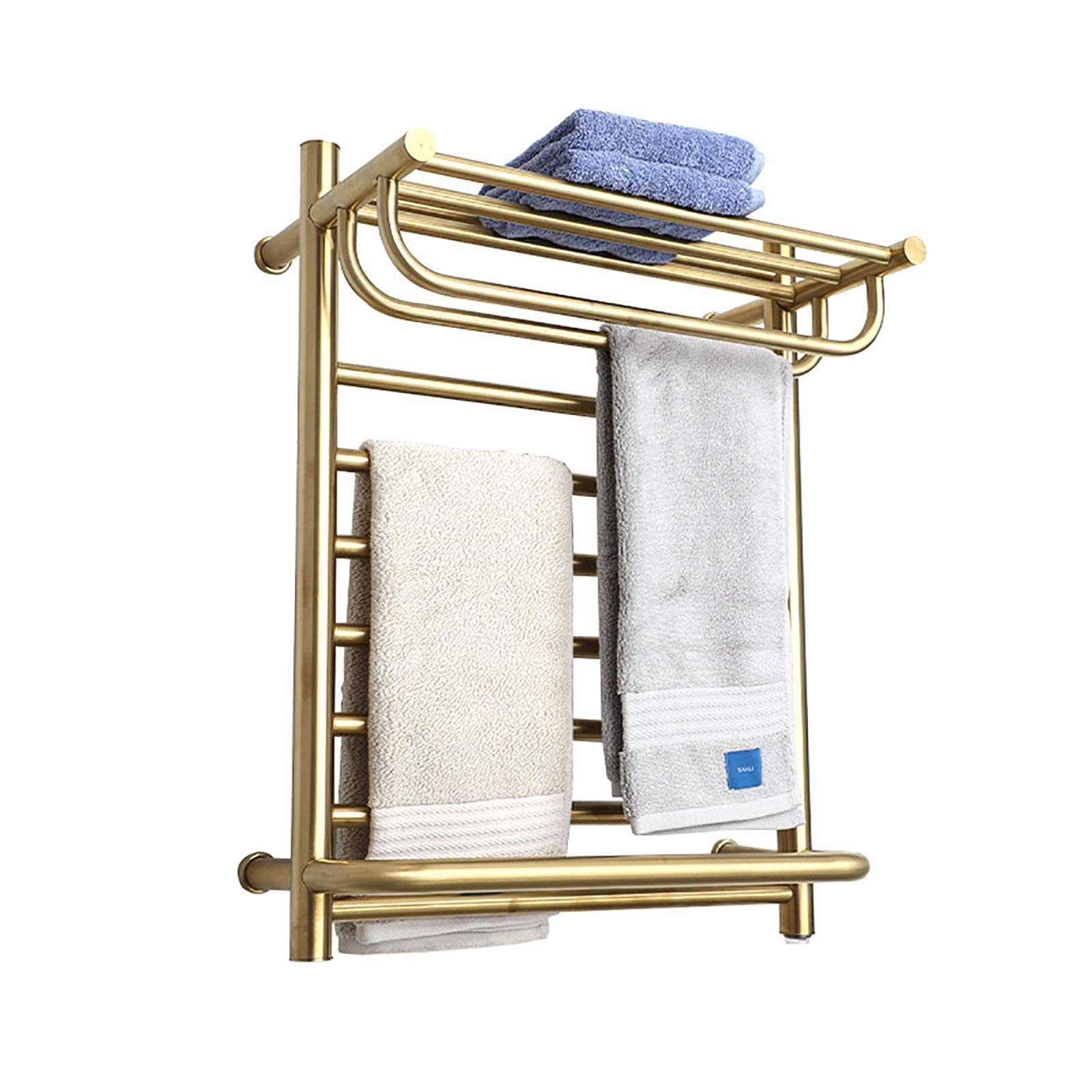 Towel Warmers Wall Mounted Electric Heating Towel Rack Stainless Steel Drying Rail for Home Bathroom Constant Temperature Gold