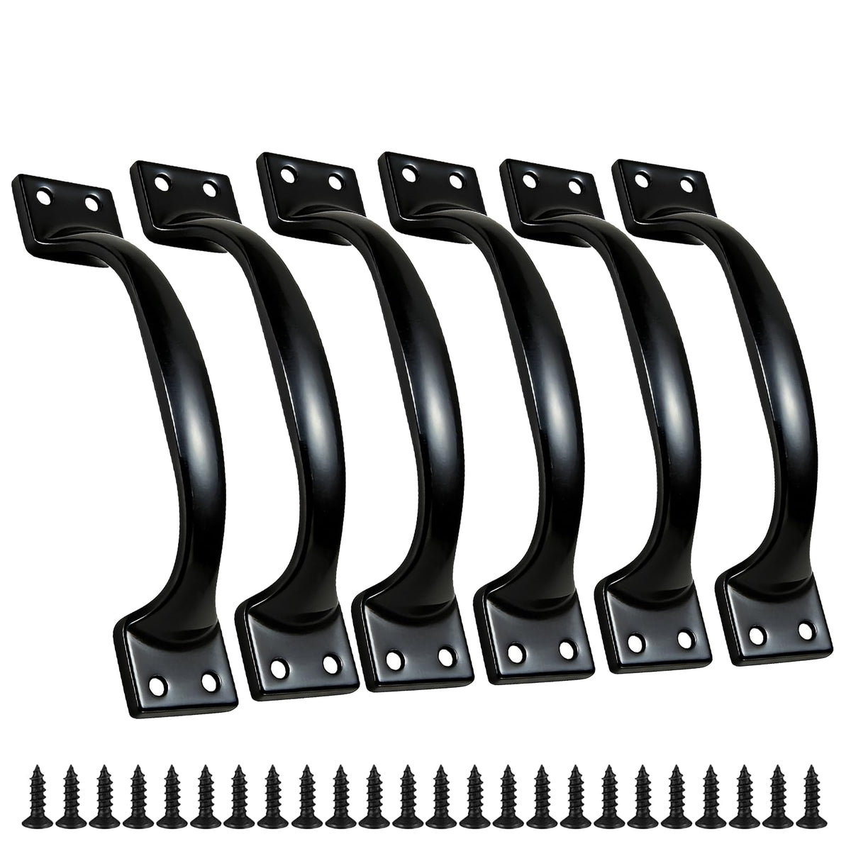 6PCS Cabinet Pull & Door Handle, Premium 5.6-Inch Kitchen Drawer Pulls, Easy Installation, Black Stainless Steel Gate Door Handles for Outdoor, Garage, Bathroom, Cupboard