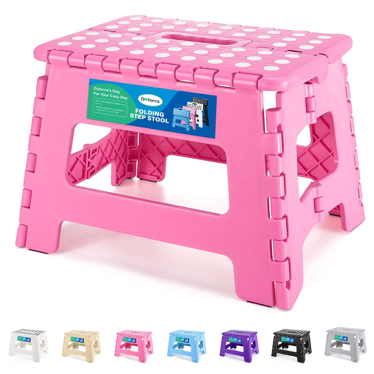 Dyforce Folding Step Stool 11", Durable Kids Step Stool, Heavy Duty Step Stools for Adults, Compact Foot Stools, Light-weight Toddler Step
