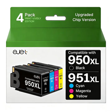 ejet 950XXL 951XXL Combo Replacement for HP 950 XXL 951 XXL Ink Cartridge Work for HP OfficeJet Pro 8600 8610 8620 8100 8630 8660 76DW 251DW (1 Black, 1 Cyan, 1 Magenta, 1 Yellow)